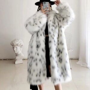Elegant White Faux Fur Coat